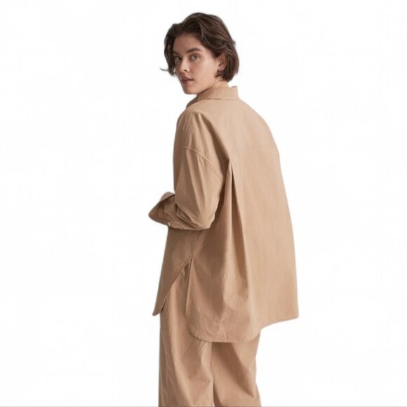 Madewell Signature Poplin Oversize Shirt Button Up Relaxed Long Sleeve Khaki M - Picture 13 of 13